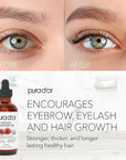 PURA D'OR Organic Castor Oil (4oz + 2 BONUS Pre-Filled Eyelash & Eyebrow Brushes)