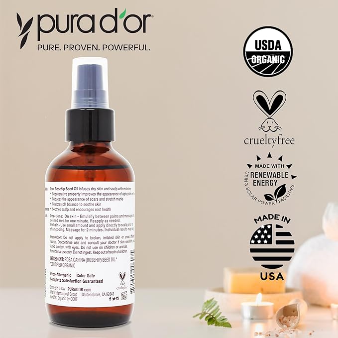 PURA D&#39;OR Organic Rosehip Seed Oil